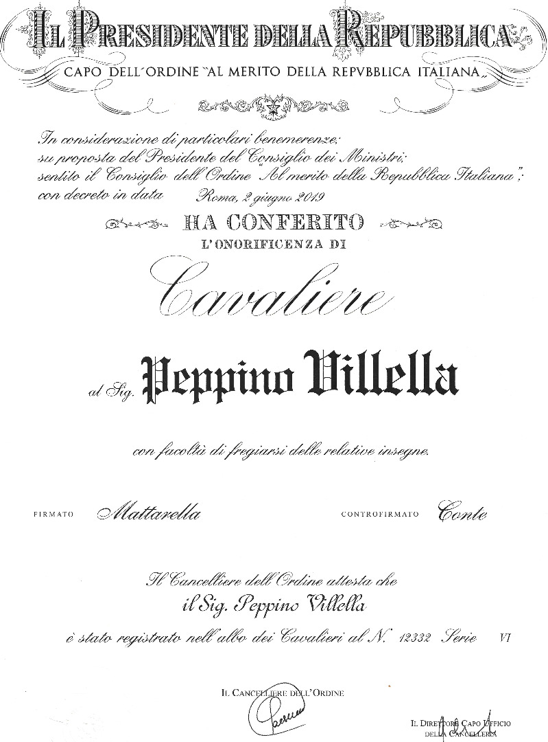 ONORIFICENZA CAV. VILLELLA